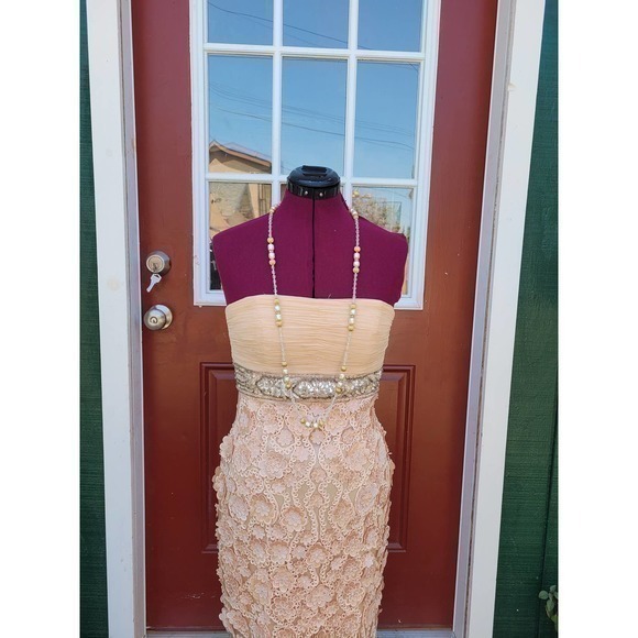 HP Vintage Sue‎ Wong Nocturne Strapless Ruching Beaded Body Contour Prom Dress - Picture 9 of 10